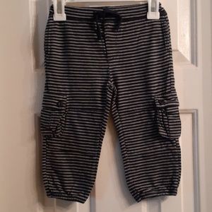 Navy blue and grey striped cargo pants